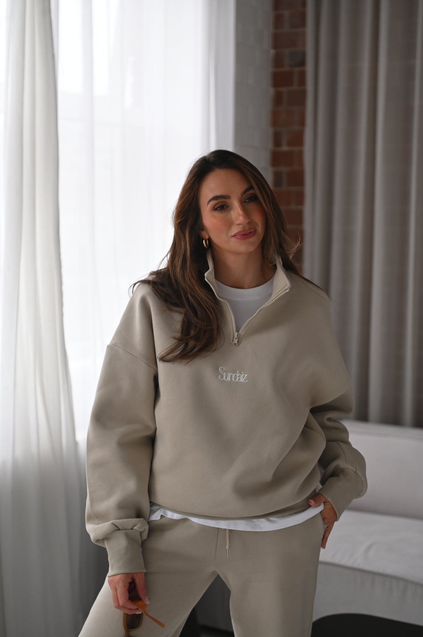 STONE Quarter zip.