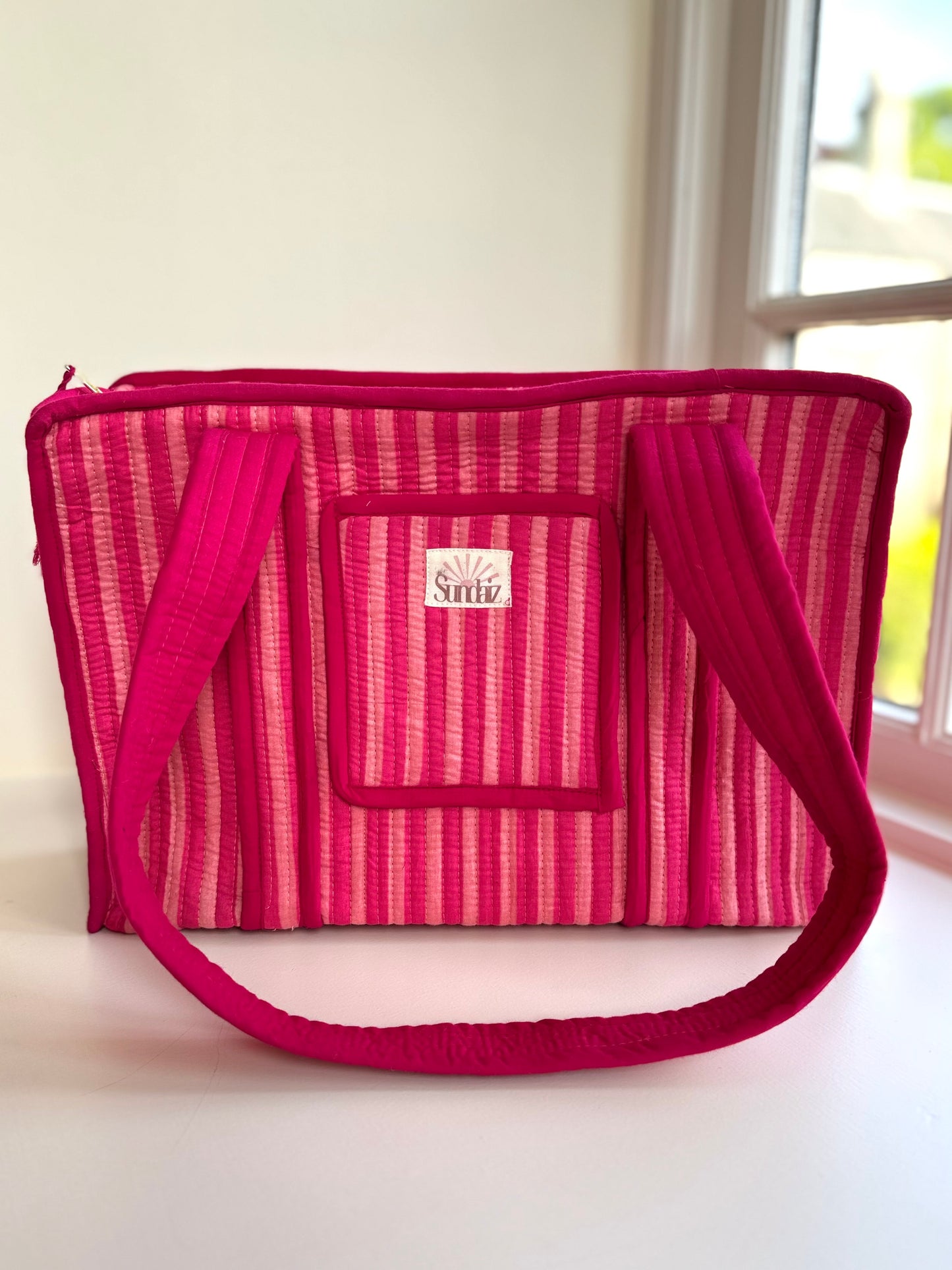 Pink Stripe Totes and Accessories
