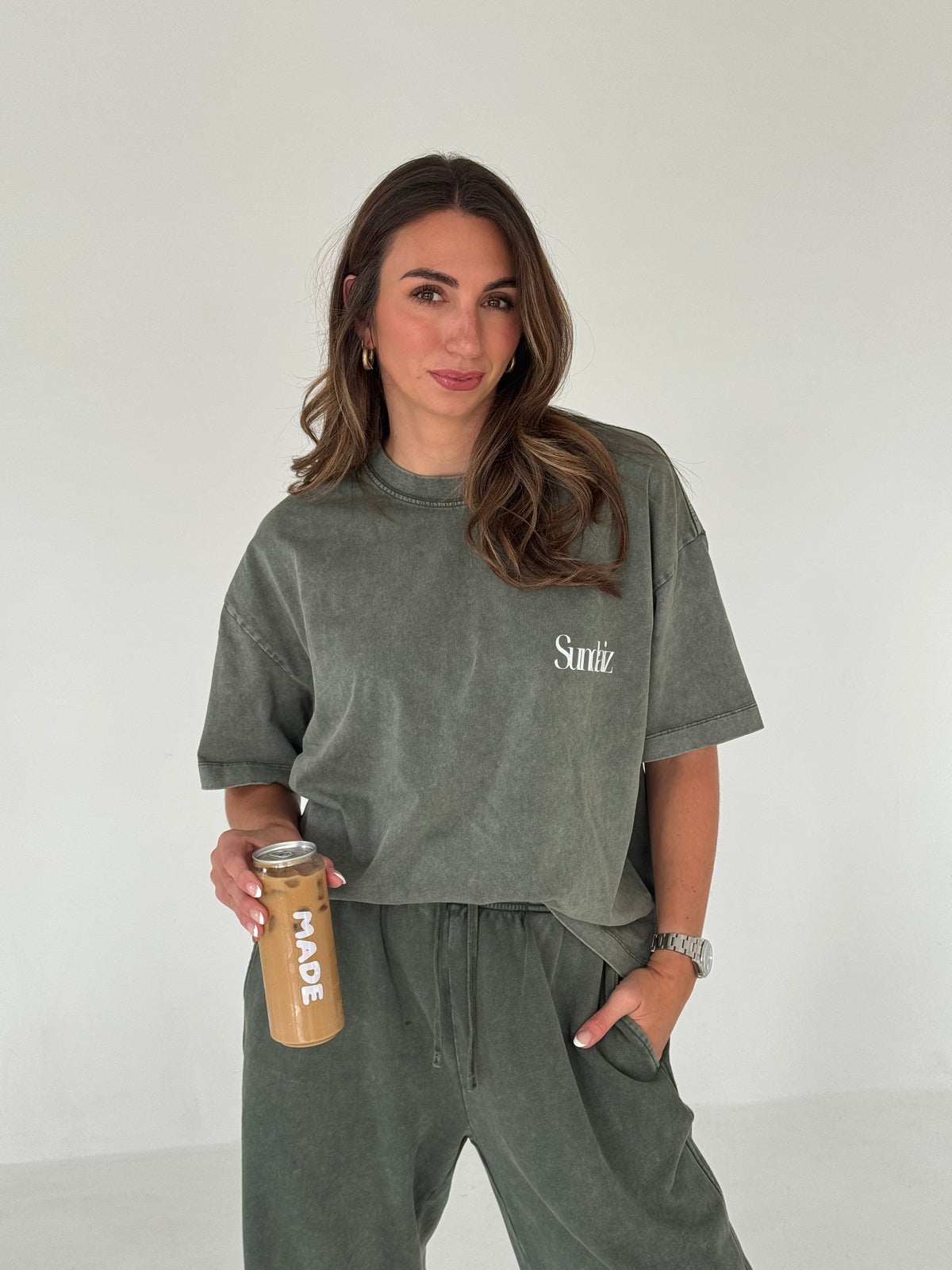 Acid Wash Oversized T-shirt (Olive)