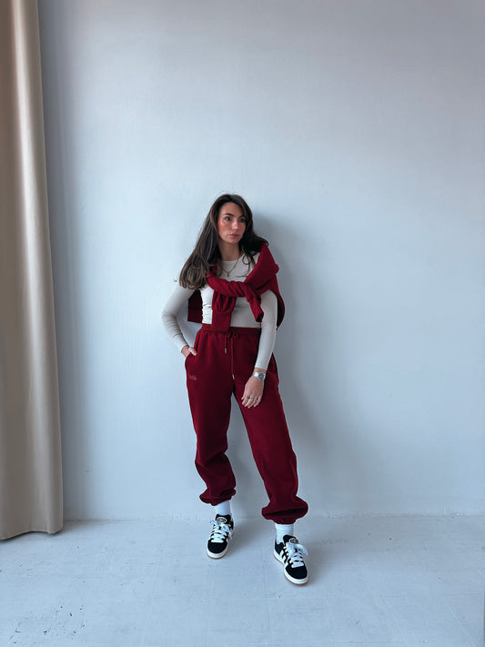 Fleece Joggers in Ruby 40% OFF WAS £32