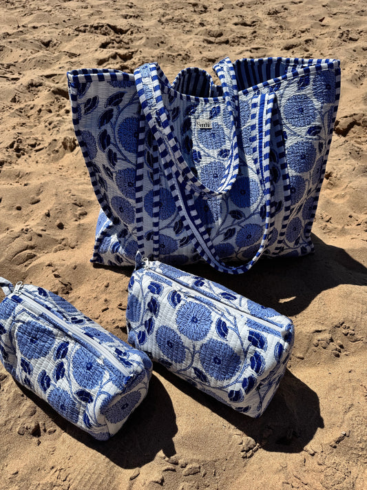 Orchid Quilted cotton cosmetic bags