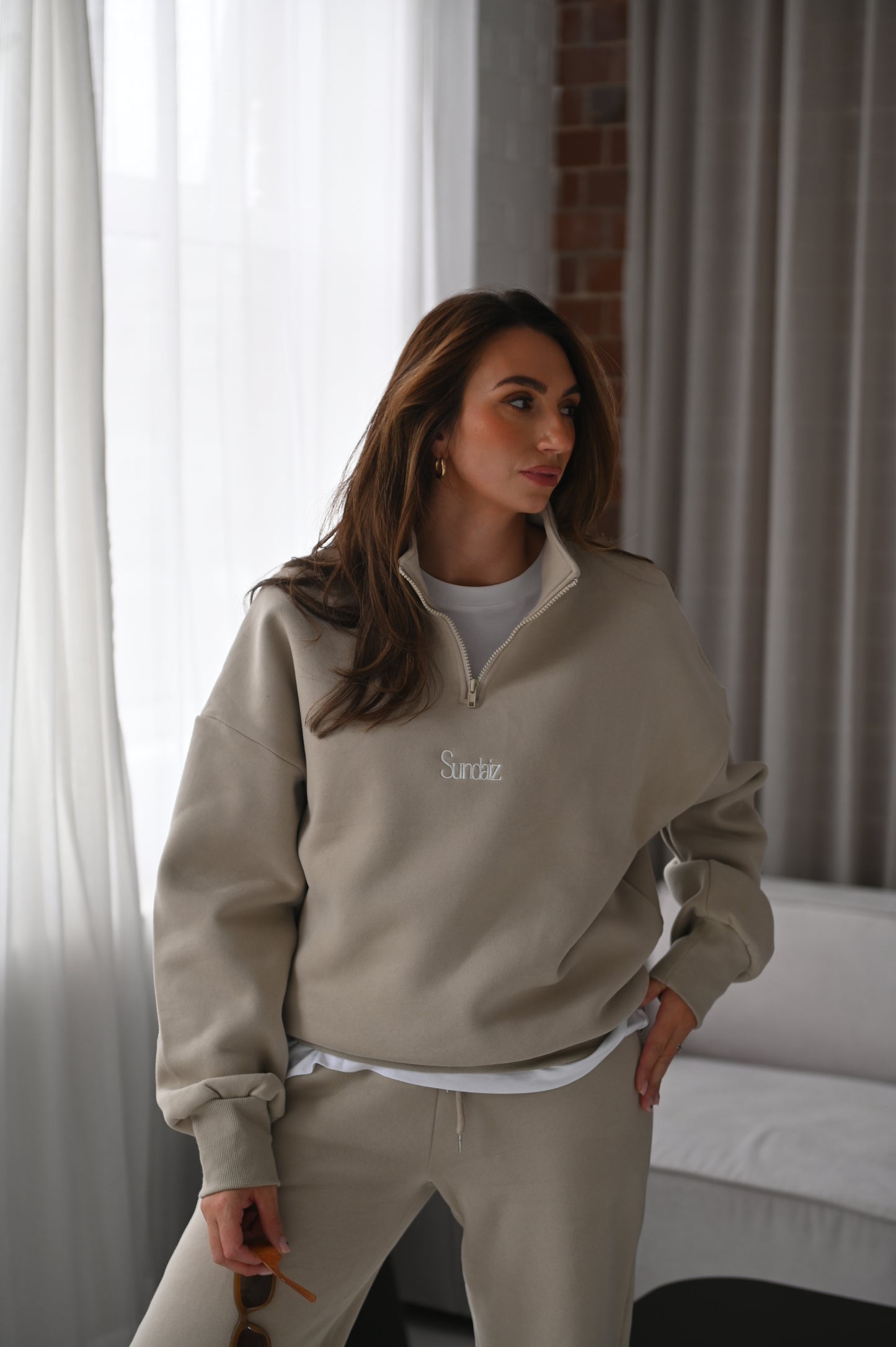 STONE Quarter zip.