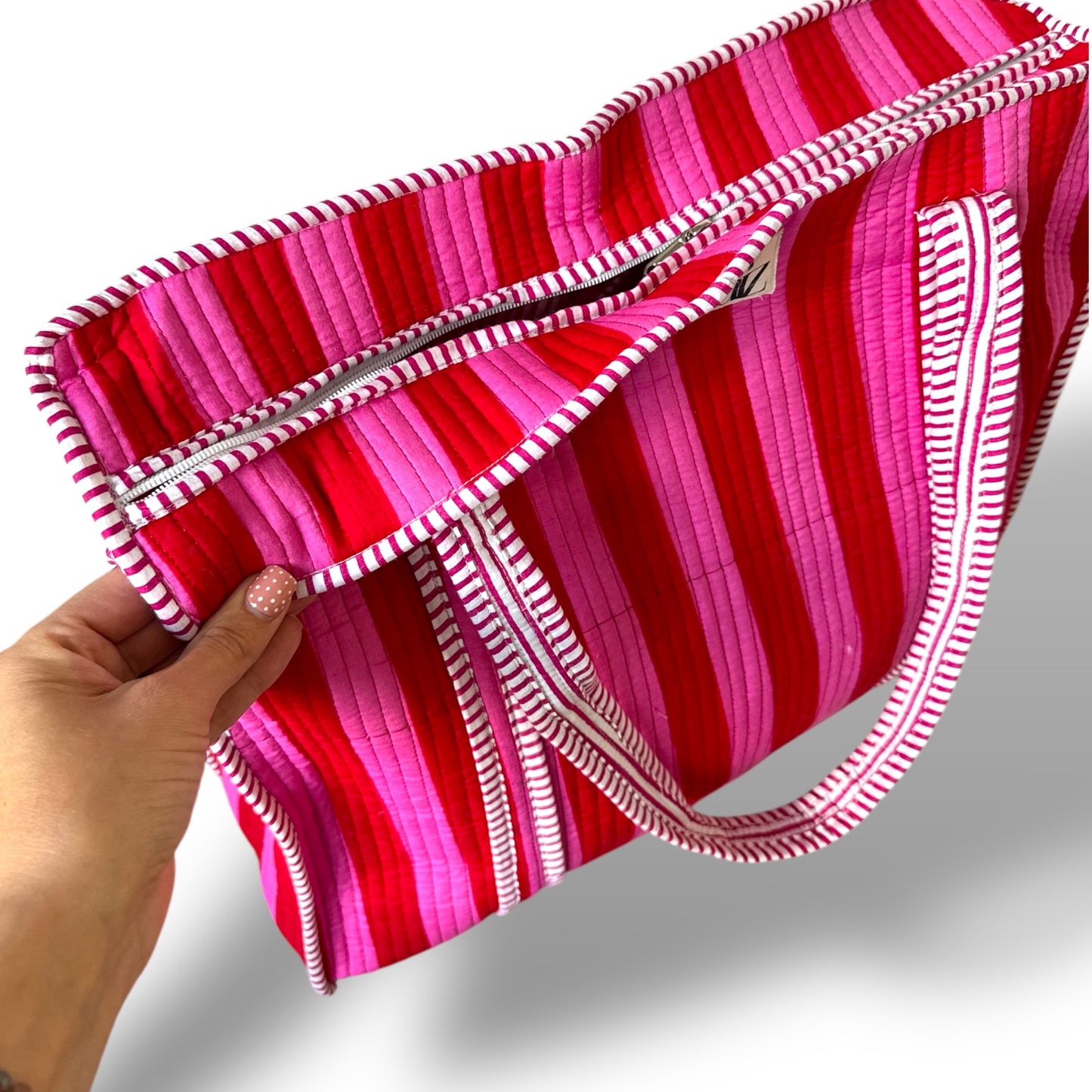 Valentines stripe tote bags.