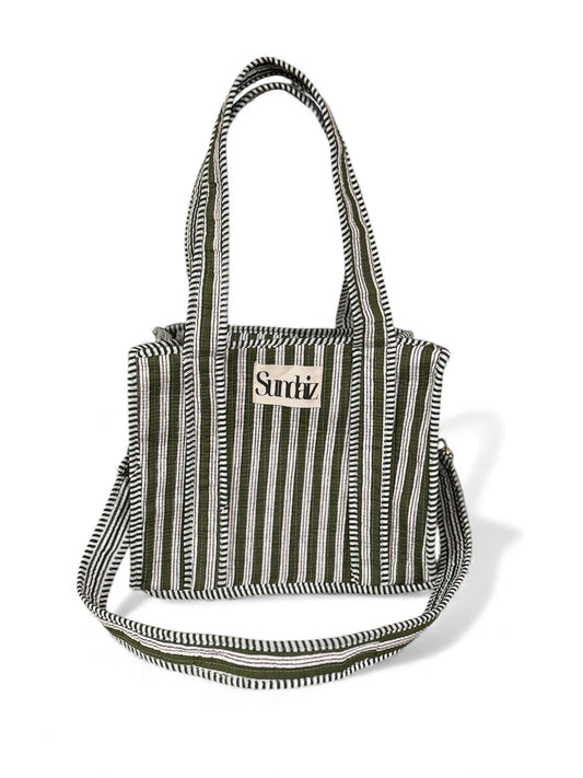 Olive stripe bags. SALE 25% OFF
