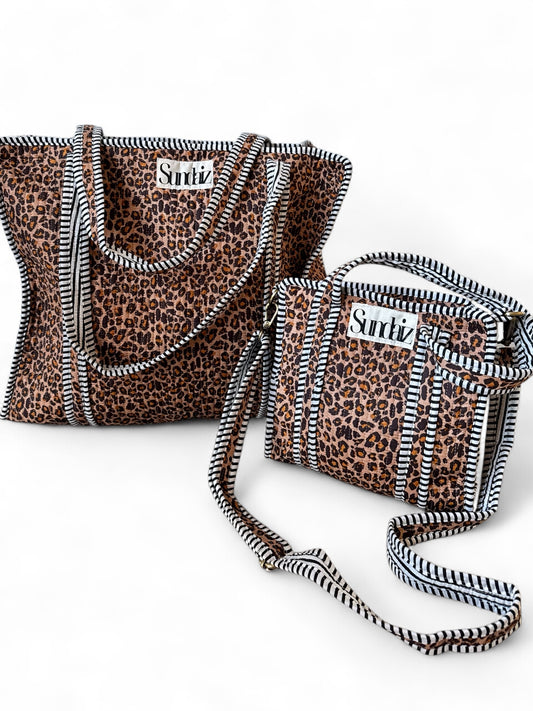 Leopard tote bags.