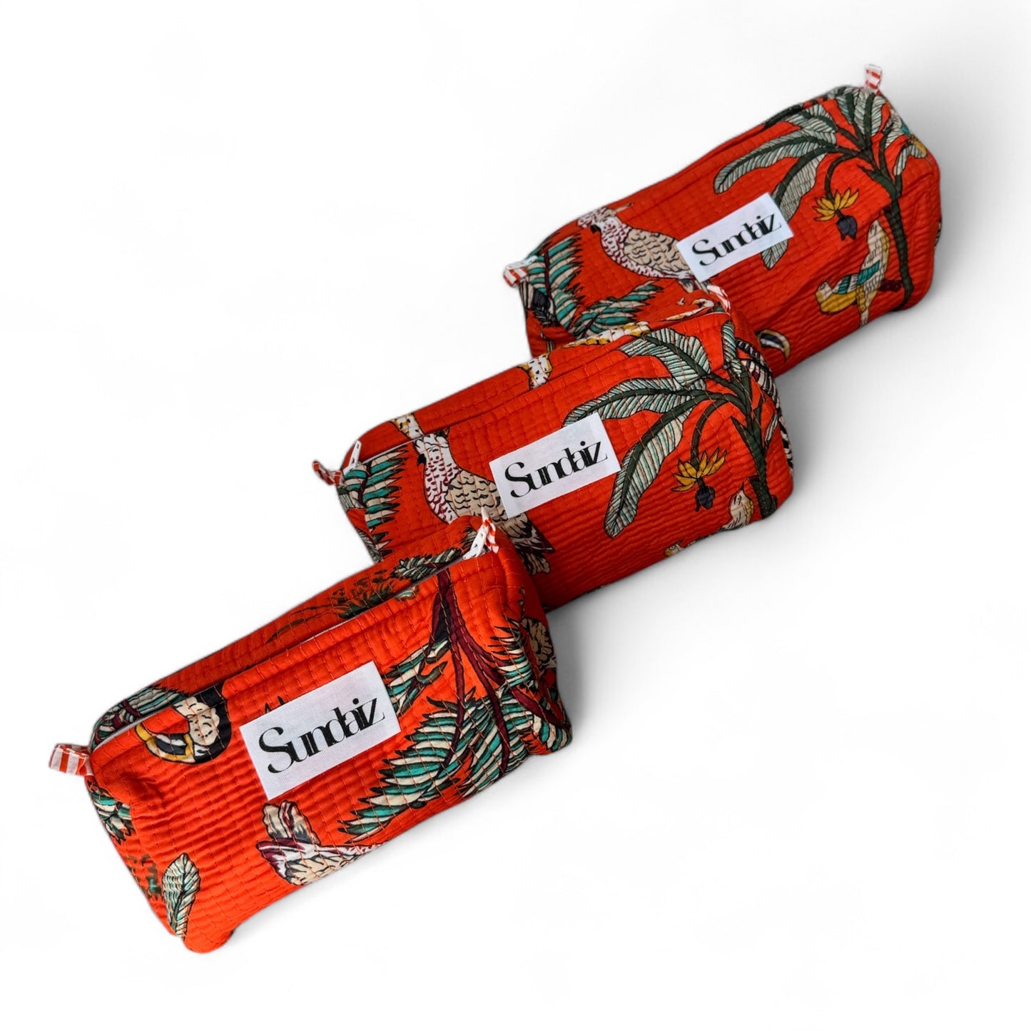 Tropical Quilted cotton cosmetic bags