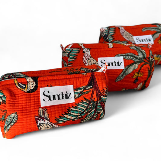 Tropical Quilted cotton cosmetic bags