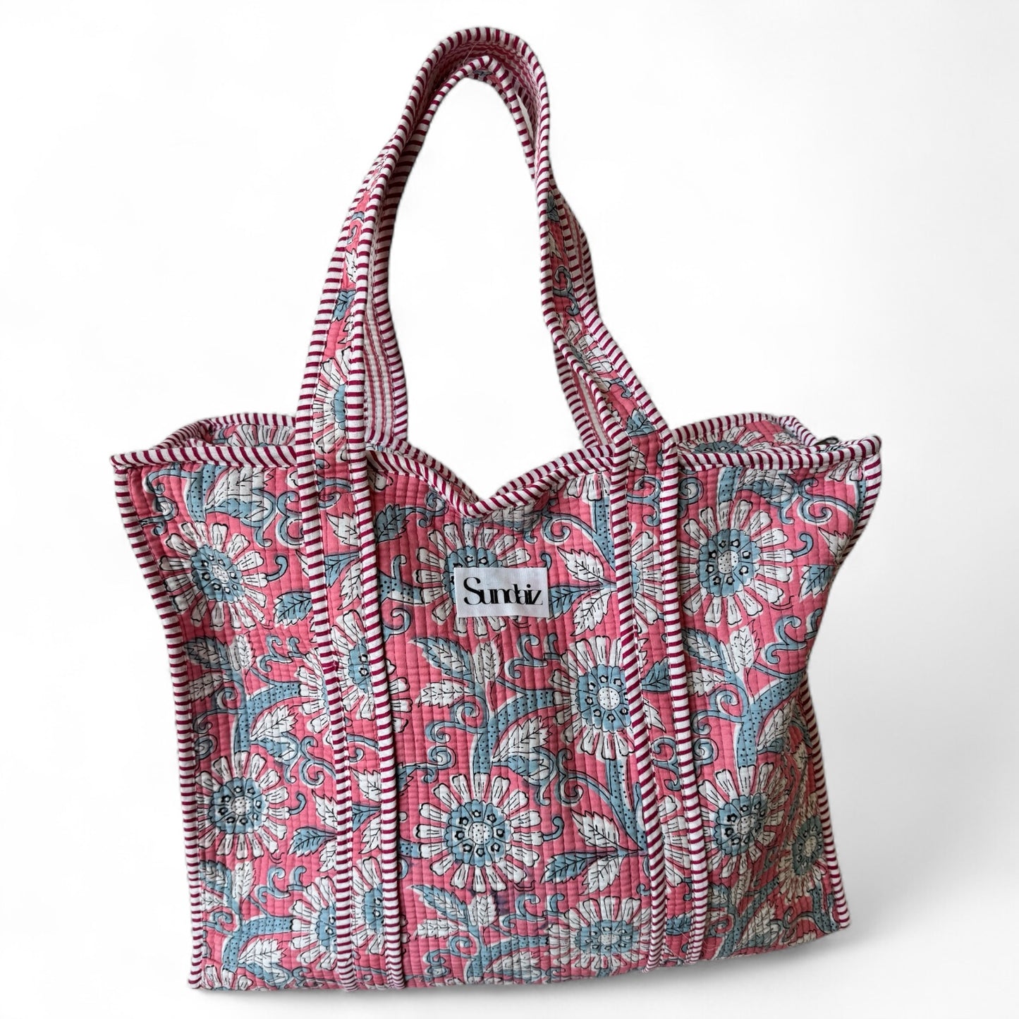 Floral Quilted cotton bag 18x18