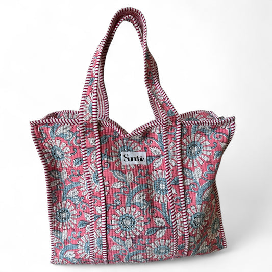 Floral Quilted cotton bag 18x18