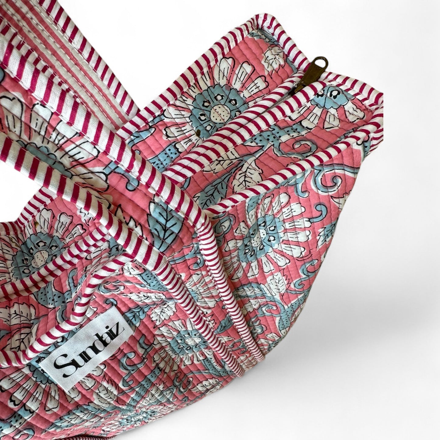 Floral Quilted cotton bag 18x18