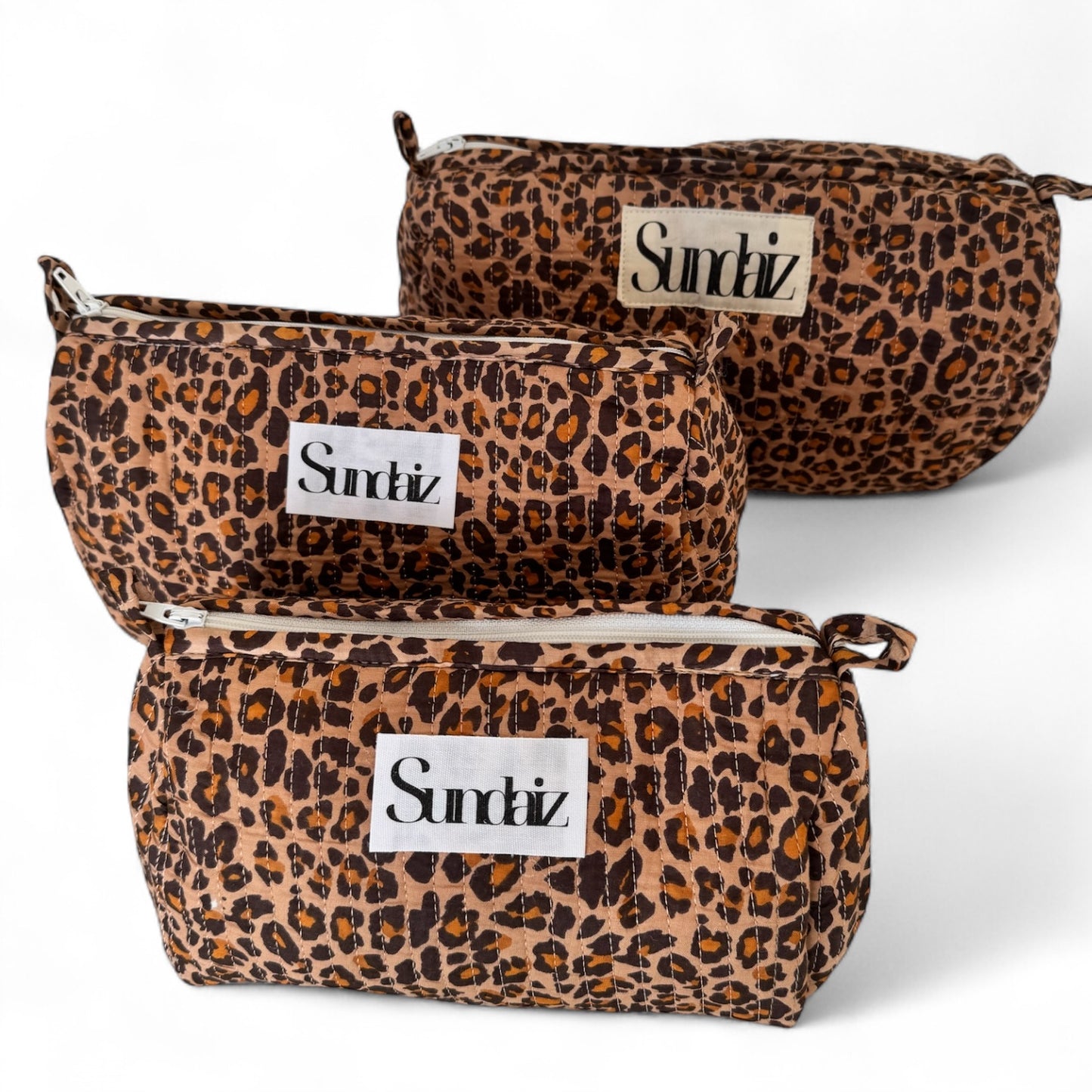 Leopard print Quilted cotton cosmetic bags