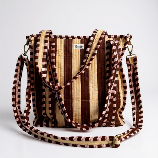 Chocolate stripe bags.