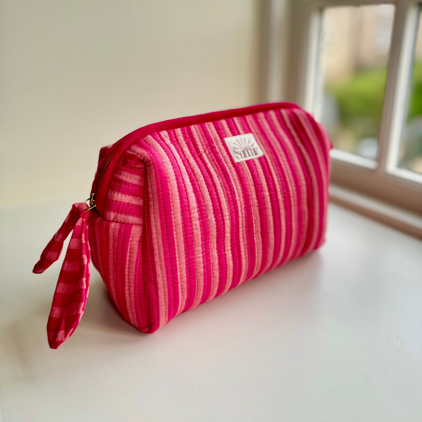 Raspberry Stripe Totes and Accessories.