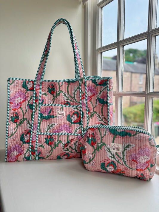 Peach Floral Bags and Accessories