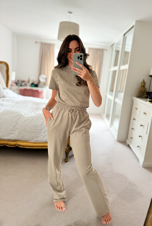 French terry cotton PANTS in KARKI 30% off was £32