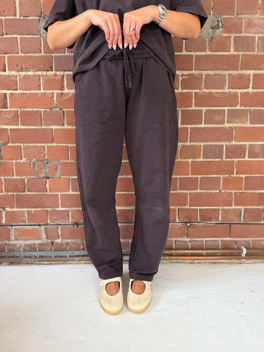 Acid Wash Barrel Leg Pants (Dark Chocolate)