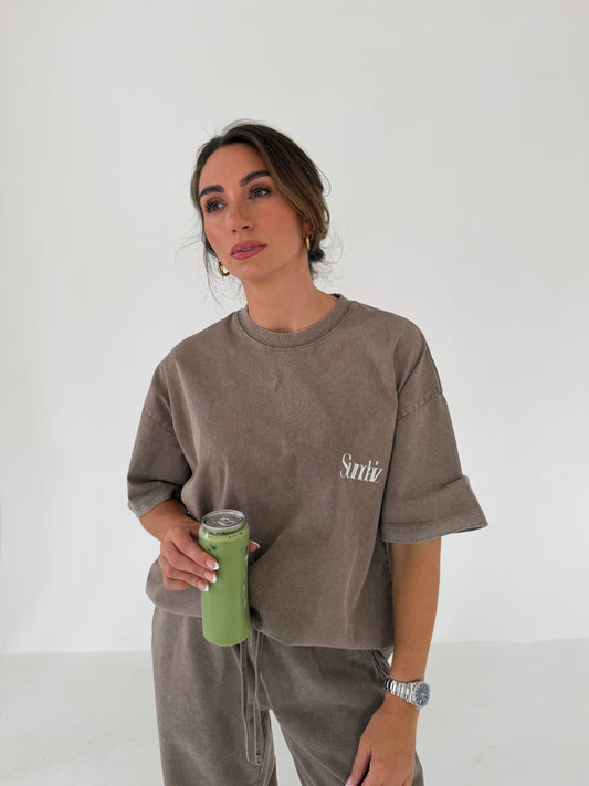 Acid Wash Oversized T-shirt (Light Coffee)