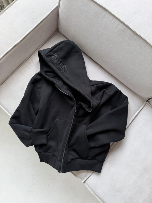 BLACK Hoodie with zipper.