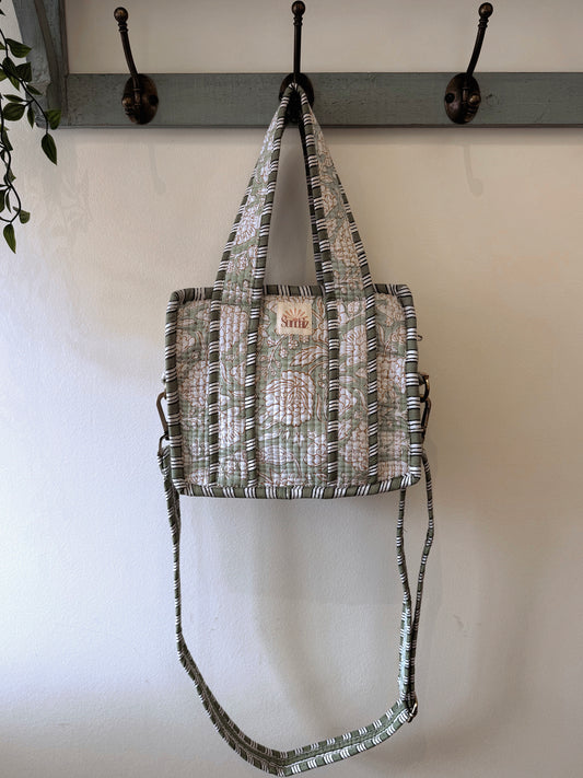 Floral sage mini tote.