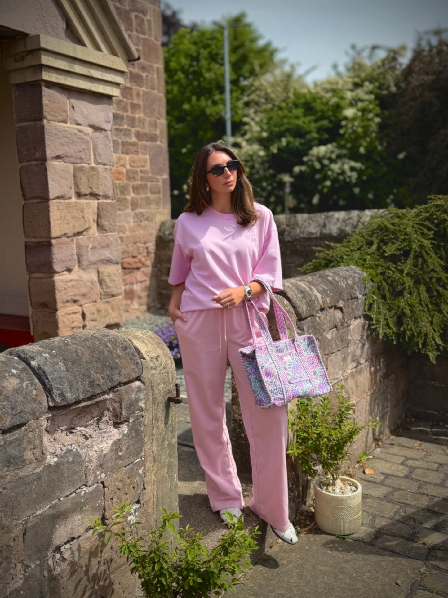 Pink French Cotton Straight Leg Pants