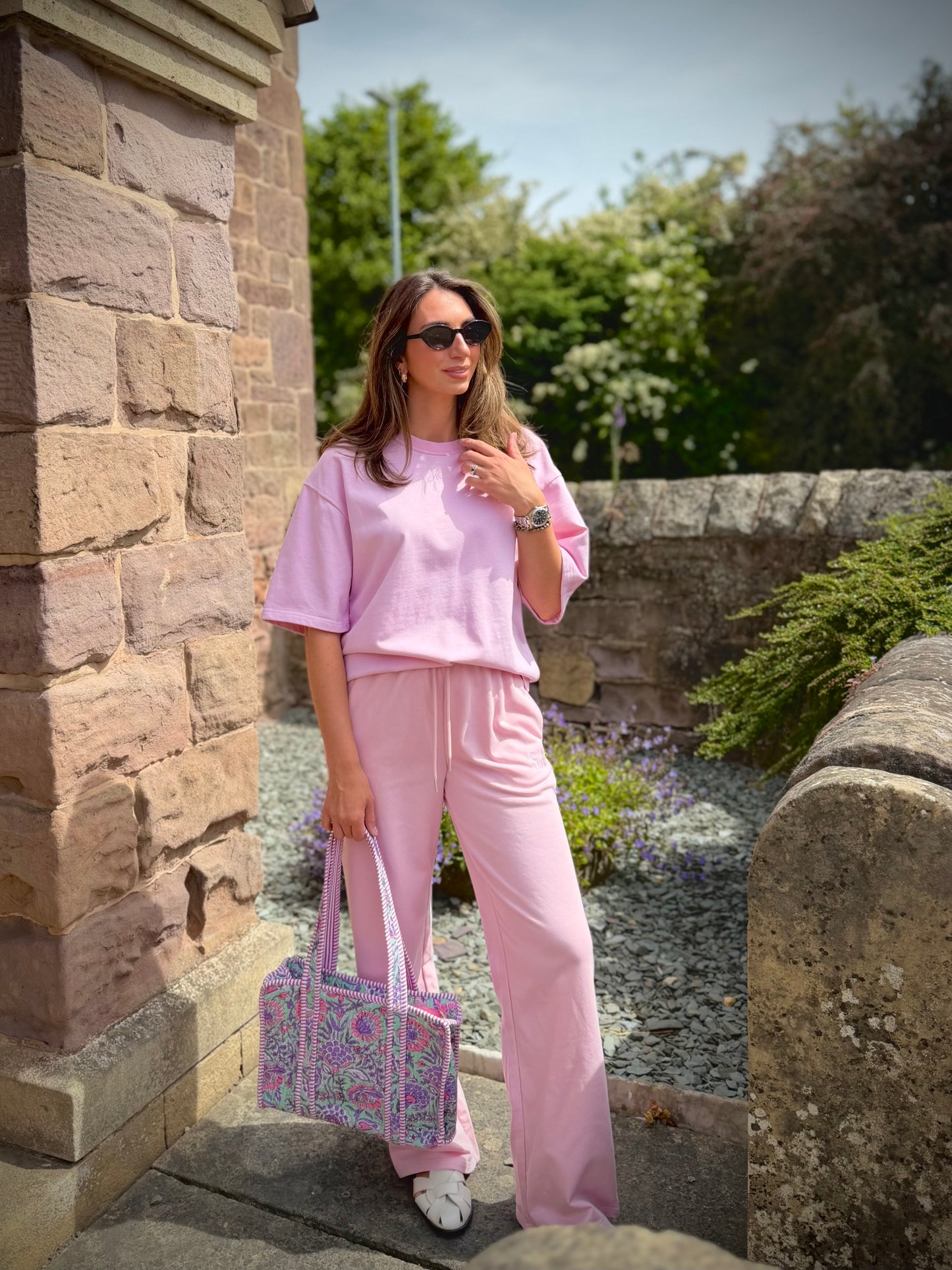 Pink French Cotton Straight Leg Pants