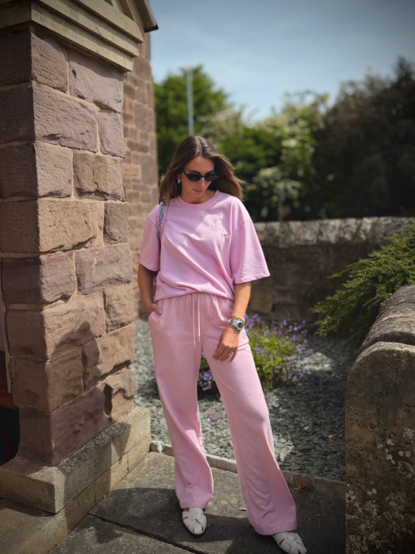 Pink French Cotton Straight Leg Pants