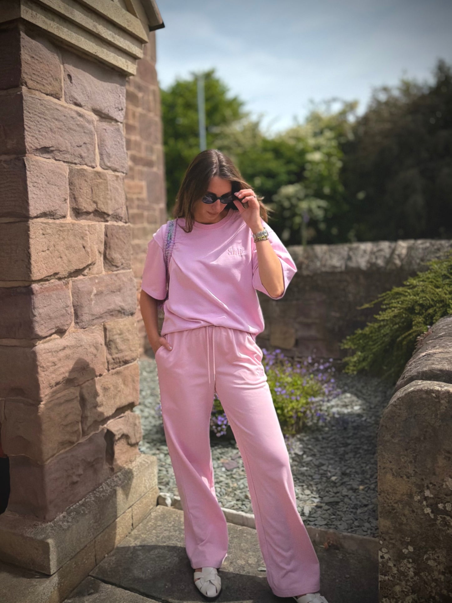 Pink French Cotton Straight Leg Pants