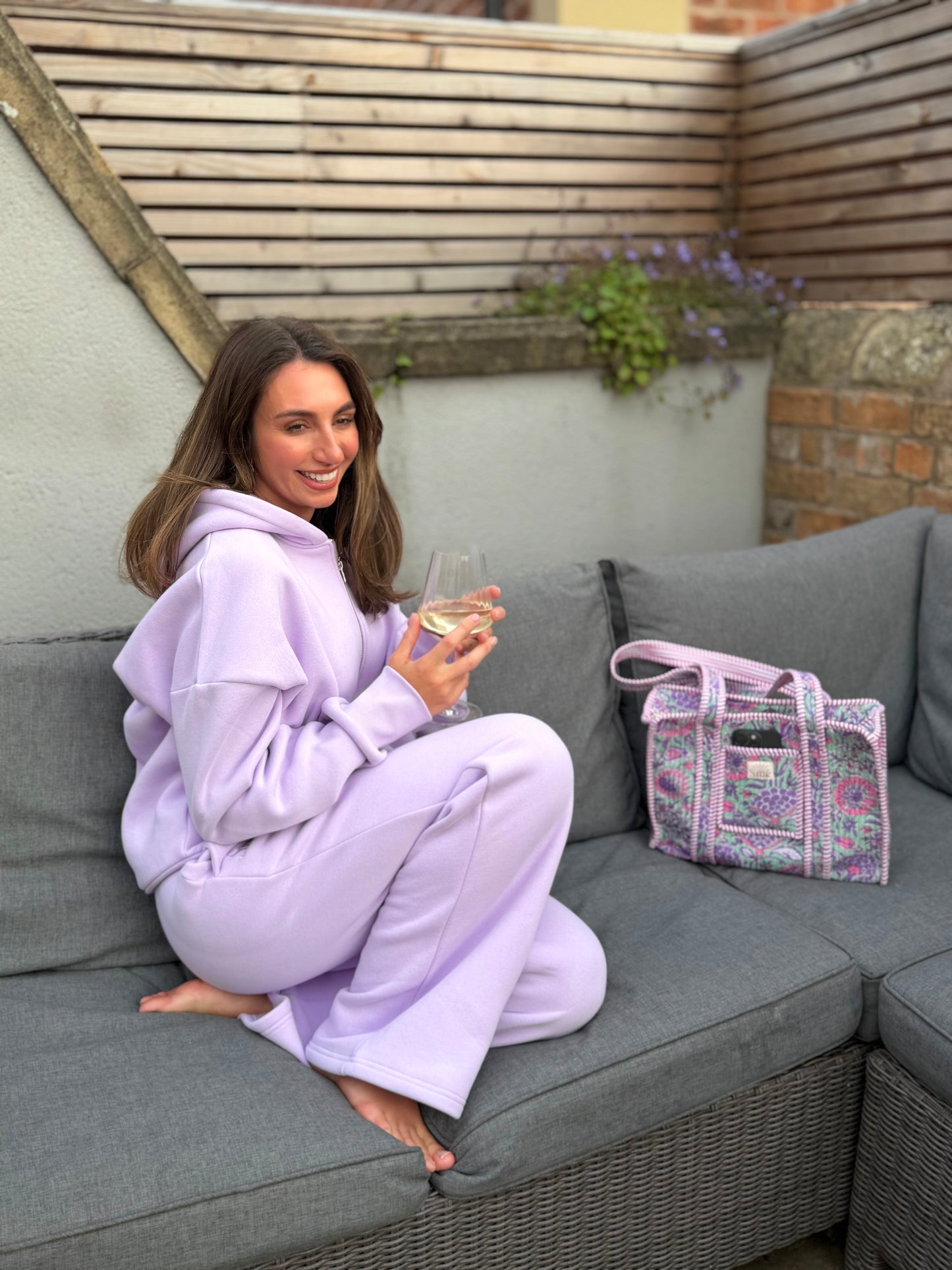 Fleece straight leg pants in Lilac