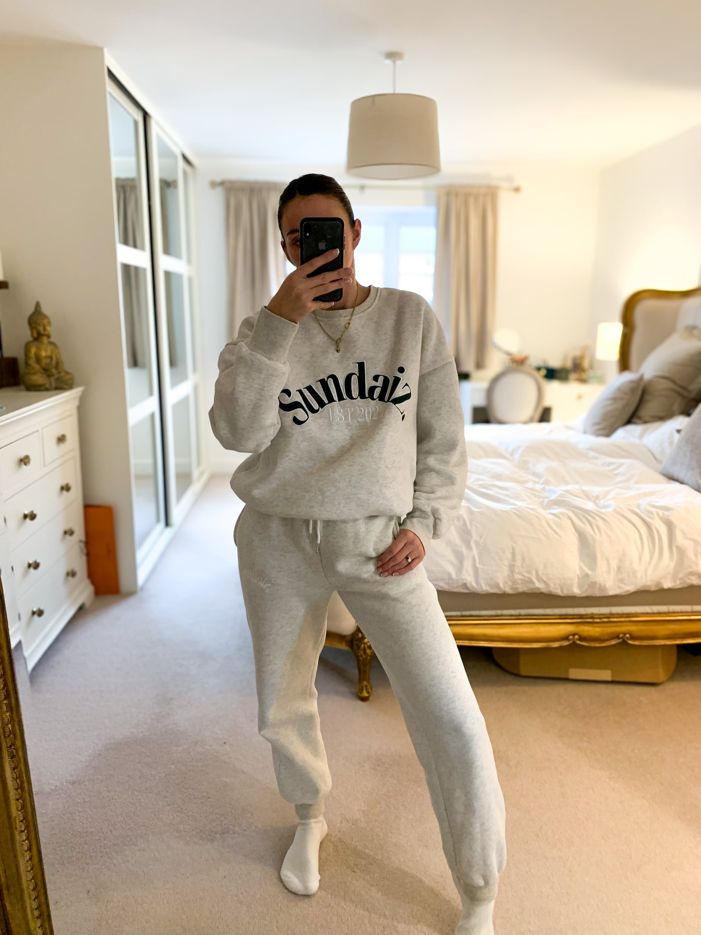 Fleece Joggers in Marl Grey