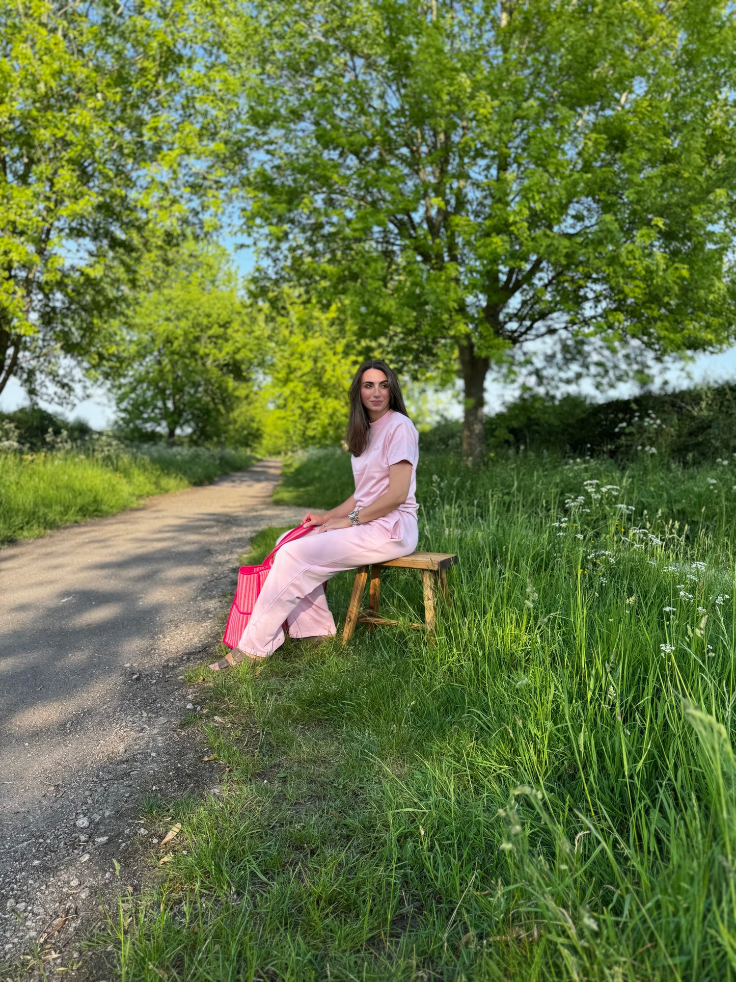 Pink French Cotton Straight Leg Pants