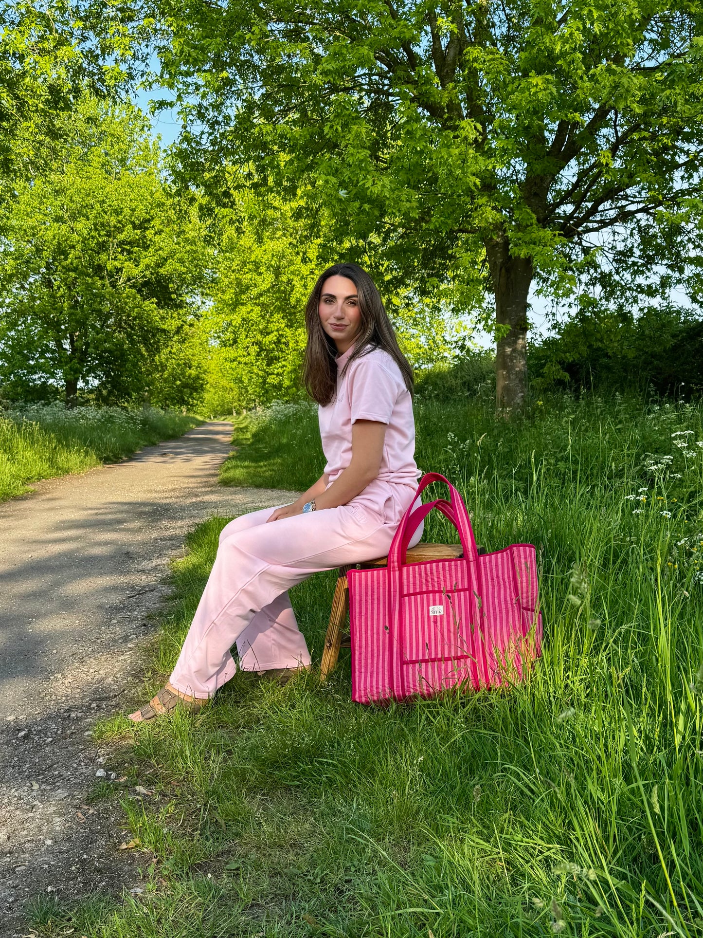 Pink French Cotton Straight Leg Pants
