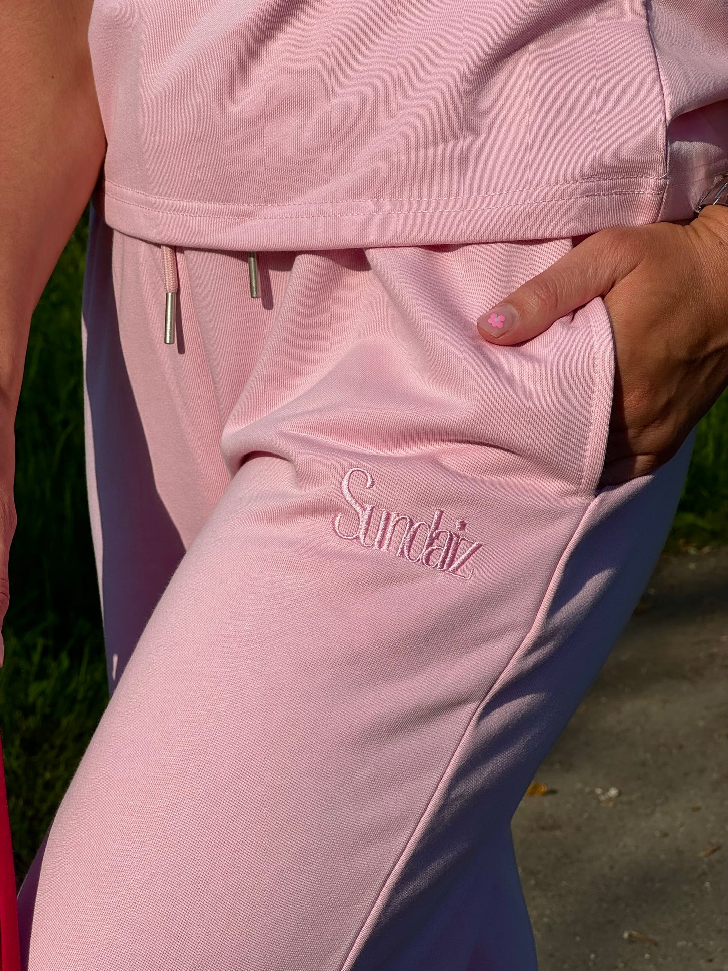 Pink French Cotton Straight Leg Pants