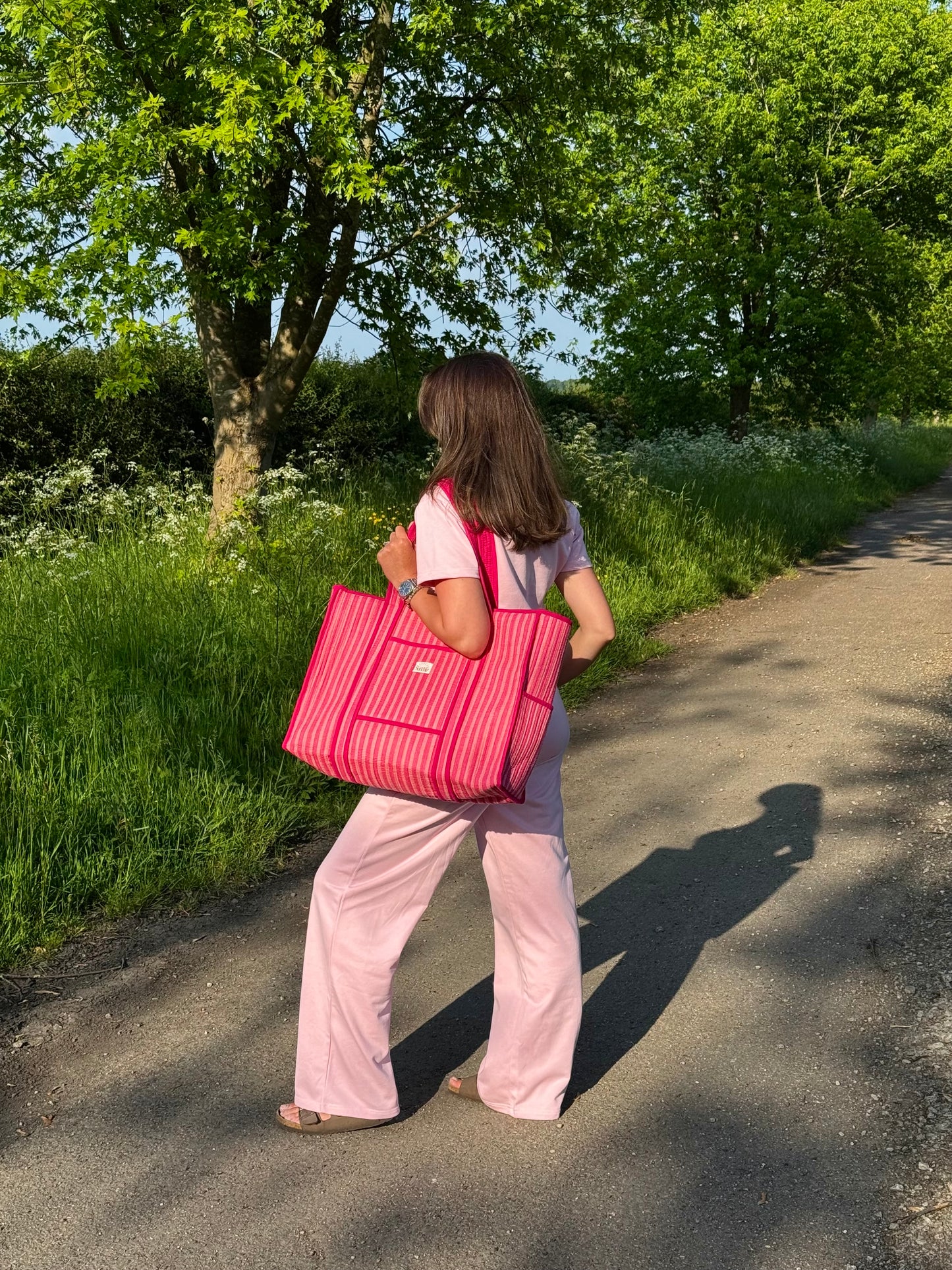 Pink French Cotton Straight Leg Pants