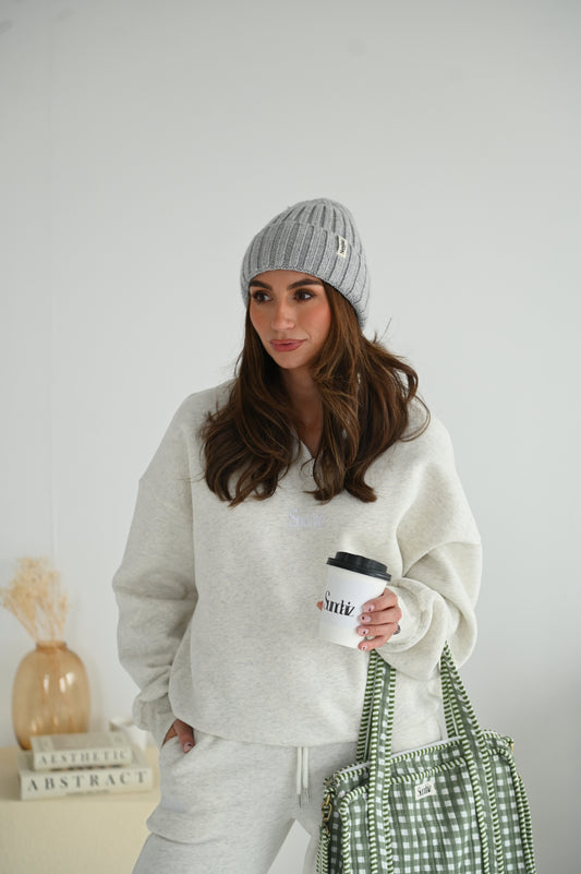 Luxury Cashmere & Cotton Blend Knitted Beanie, Silk Satin Lined.