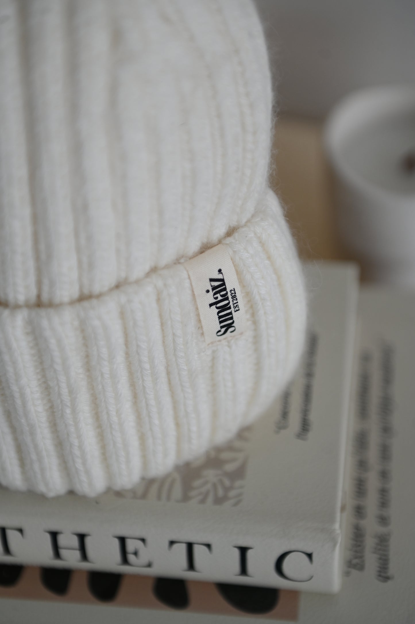 Luxury Cashmere & Cotton Blend Knitted Beanie, Silk Satin Lined.