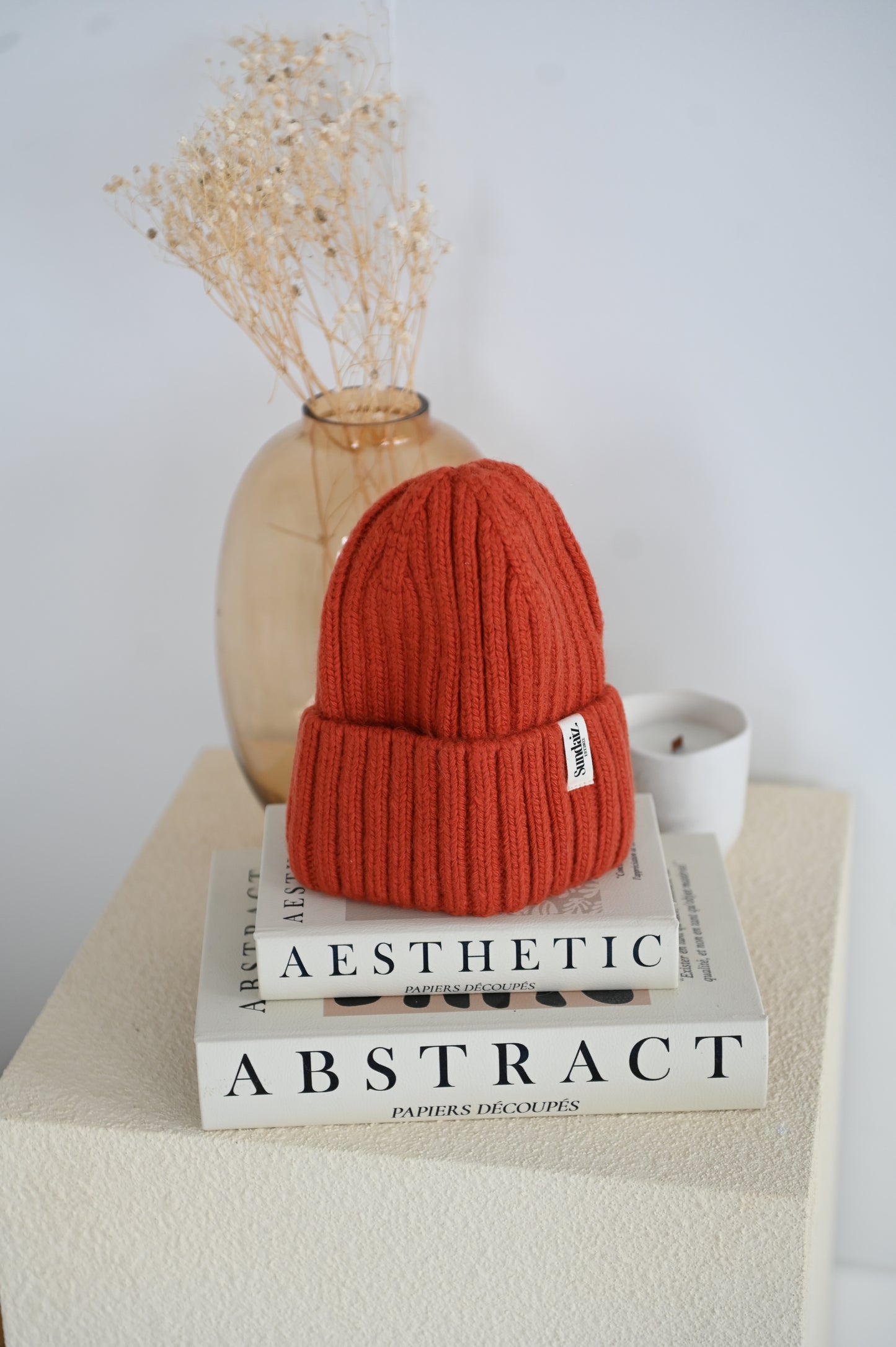 Luxury Cashmere & Cotton Blend Knitted Beanie, Silk Satin Lined.